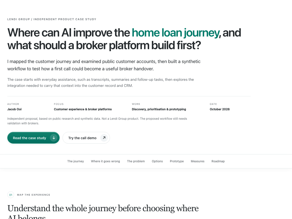 Preview of the Lendi customer and broker journey case study